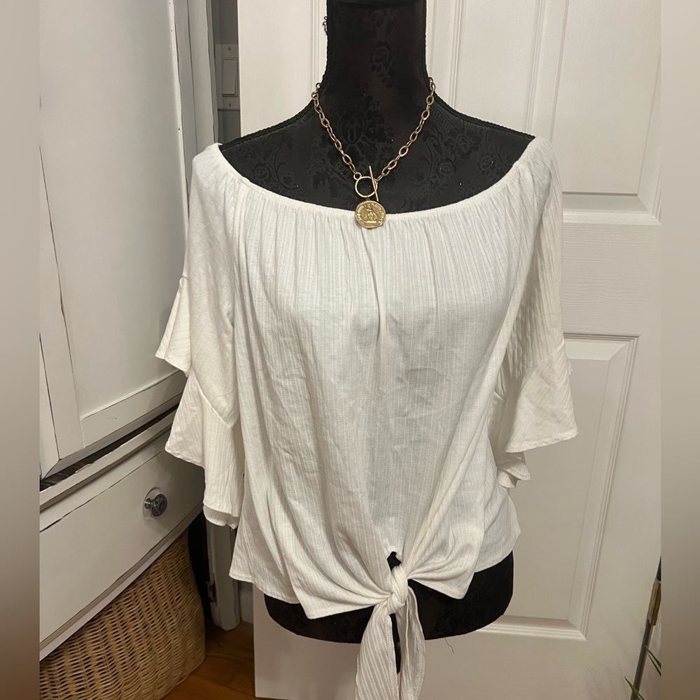 Woman’s off the shoulder blouse